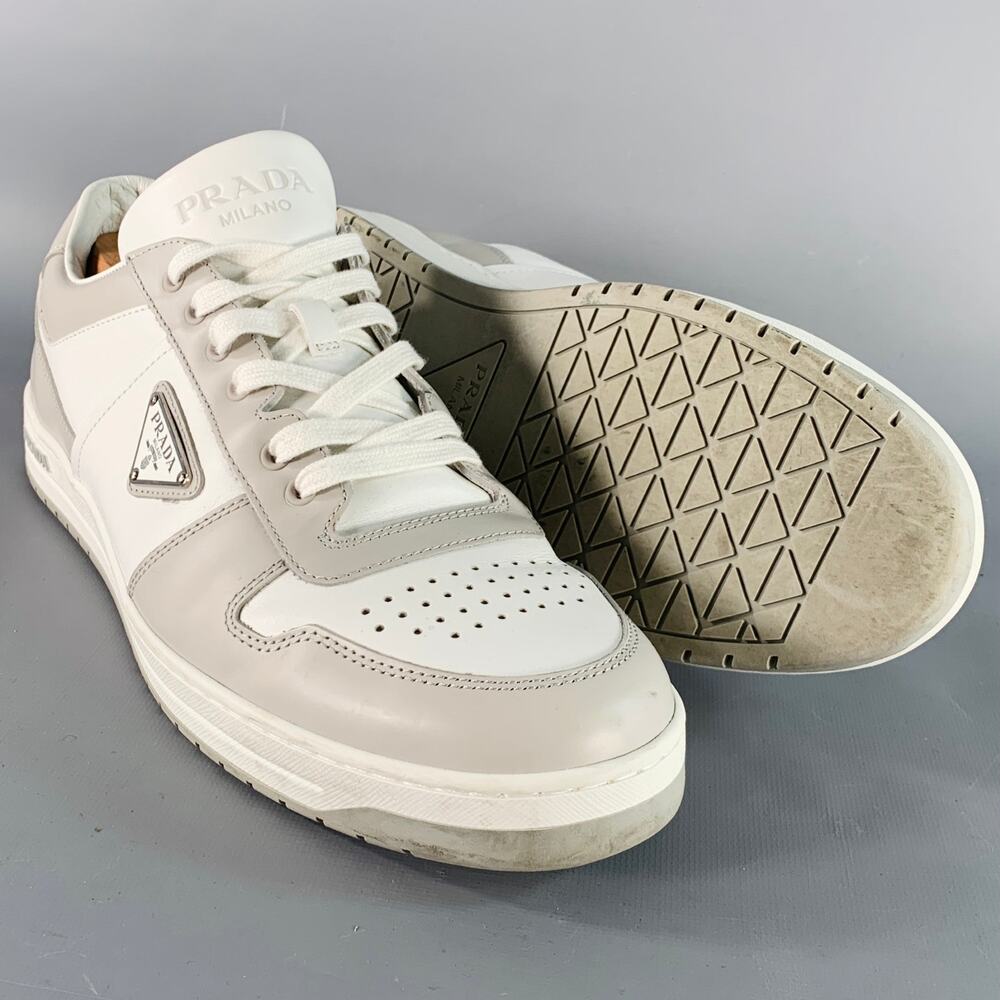 Prada Size 11 White Grey Color Block Perforated L… - image 5